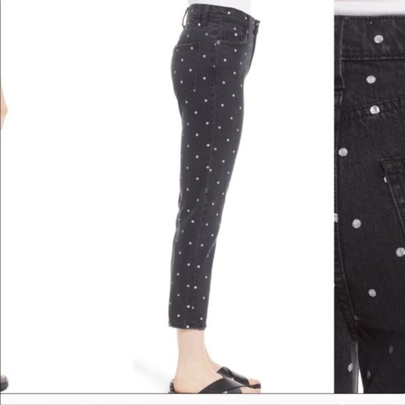 CURRENT ELLIOTT Vintage Crop Black Polka Dot Jeans - Picture 11 of 11